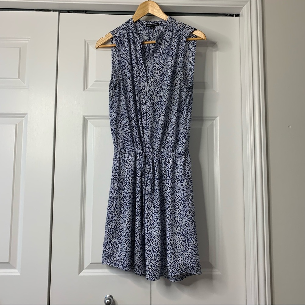 Hilary Radley Navy and White V Neck Sleeveless Dress Size 8